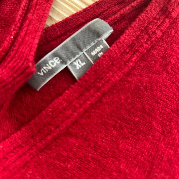 Vince 100% Cashmere Red Sweater – Size XL | Double V-Neck | Holiday Favorite - Picture 3 of 3